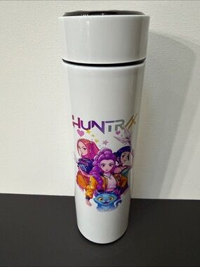 Huntrix White Stainless Travel Bottle with Colorful Character Art
